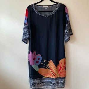 Soft Surroundings Blue Floral Midi Dress
